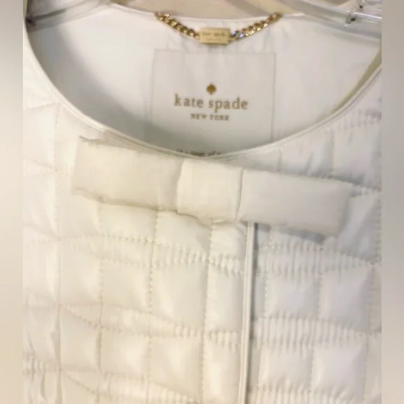 Kate Spade Bow Collar White Quilted Women's Coat Size XL - Picture 3 of 7
